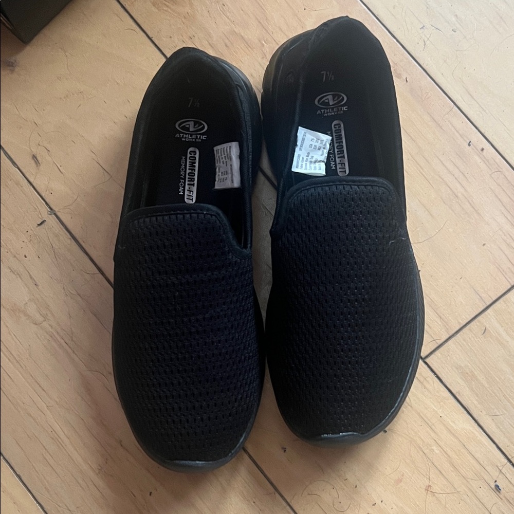 Athletic Works women’s  Black Mesh Slip-Ons
